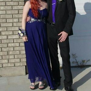Blue long prom dress